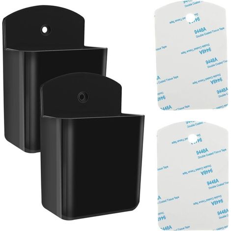 Lot de 2 supports universels pour télécommandes - Auto-adhésifs - Support mural pour télécommande de TV - Classique - Noir