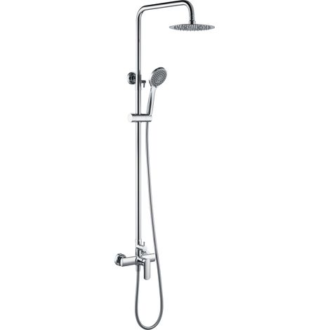 Colonna Doccia con Miscelatore Monocomando  Modello URAL  Doccia di dimensioni Standard  Colore Grigio con Finitura Cromata [ IMEX® ]