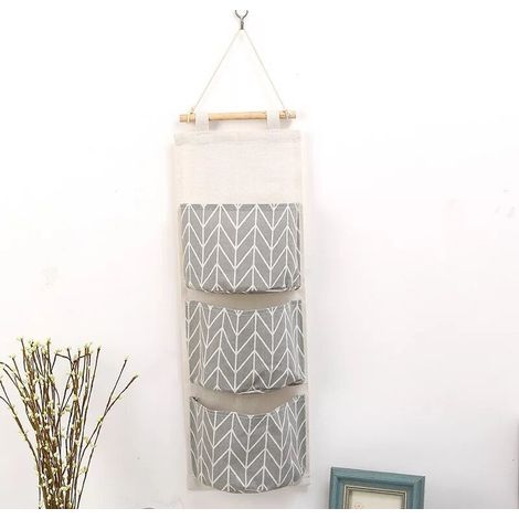Sac Rangement Suspendu 3 Couches Gris Géométrique (1/5)
