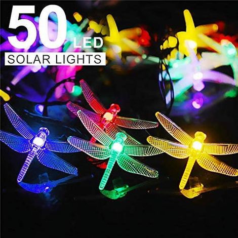 Guirlande Lumineuse à Forme de Libellule - Solaire - 8 Modes d'Éclairage - Étanche IP65 - Pour Intérieur et Extérieur - 10 m - 20 LED (1/5)