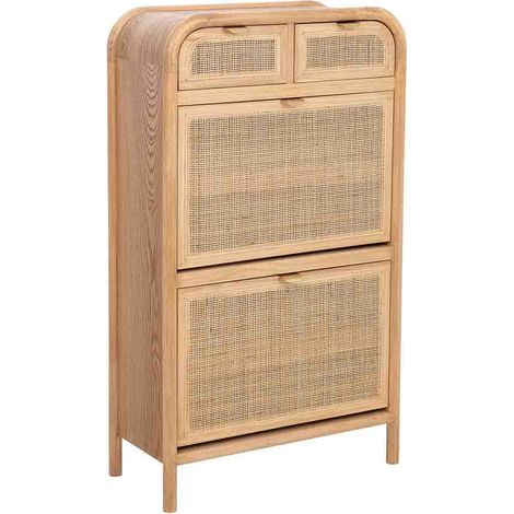 Zapatero de madera y ratan marrón 70x32x120h cm