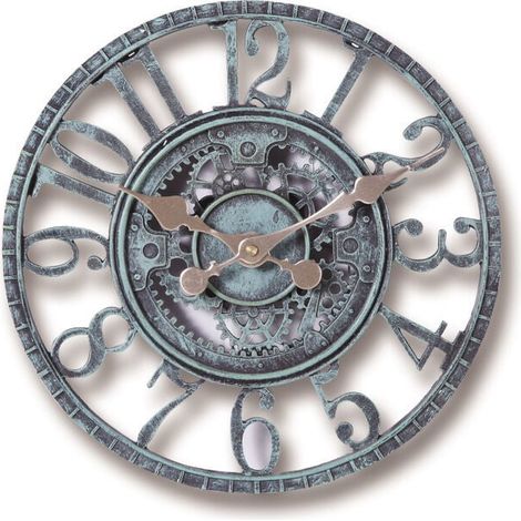 Outdoor Wall Clock, 30cm Waterproof Garden Clock, Retro Kitchen Living Room Clocks, Silent (Turquoise) MUMU