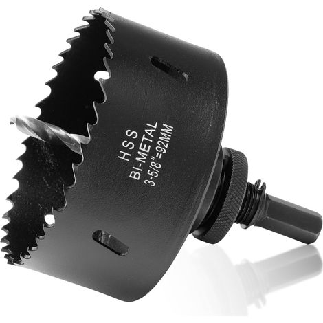 Scie cloche 92 mm pour métal et bois, foret perforé bi-métallique HSS avec une profondeur de coupe de 40 mm, pour acier, fer, aluminium, plafonds, cloison sèche et plaques de plâtre (1/5)