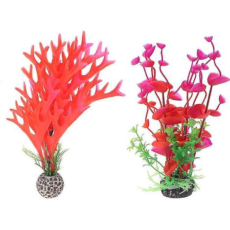 Lot de 2 plantes artificielles pour aquarium (1/3)