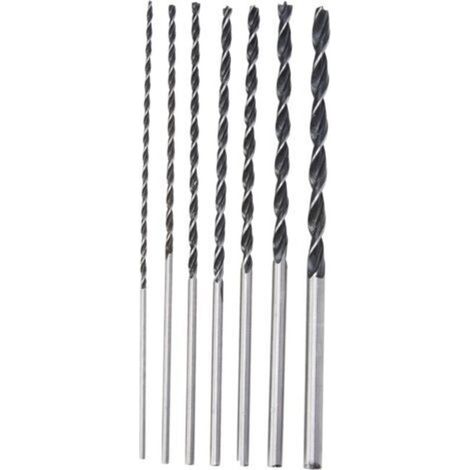 Punte da trapano extra lunghe, 7 pezzi, 4 mm, 5 mm, 6 mm, 7 mm, 8 mm, 10 mm, 12 mm x 300 mm, punte da trapano per legno, 1 V, argento (1/4)