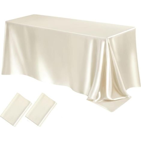 Nappes rectangulaires en satin (102 x 58 pouces, ensemble de 2 pièces) — parfaites pour les fêtes et la décoration des dîners. (1/5)