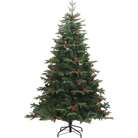 Albero Natale Albero natalizio Albero festivo Artificiale Incernierato con Pigne e Bacche 240cm (1/5)