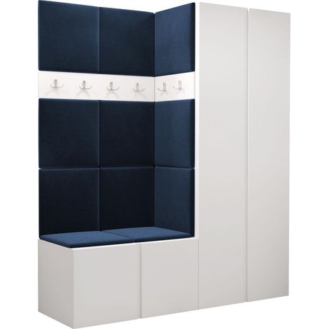 Meuble d'entrée Pinis III, Polo 891, 186x158x46cm, Tissu, Stratifié, Murale, À poser