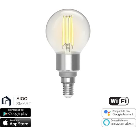 Lampadina Led a Filamento Smart G45 E14 4,5W WiFi CCT luce regolabile e dimmerabile Aigostar (1/5)