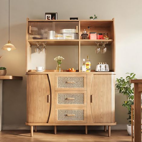 Buffet coloris bois en mDF métal 140 x 40,5 x 174,5 cm (1/5)