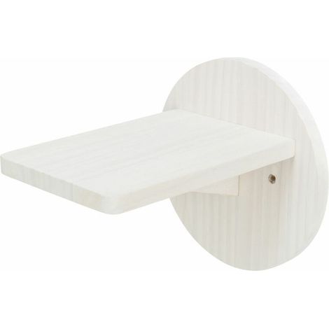 Gradino da fissare al muro per gatti prodotto in legno, diametro 19×22cm, bianco (1/5)