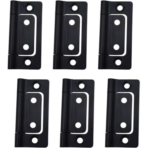 Charnières pliantes 51 x 25 mm, 6 pièces, pour portes encastrées, silencieuses, noires, pour portes, fenêtres et armoires (1/5)