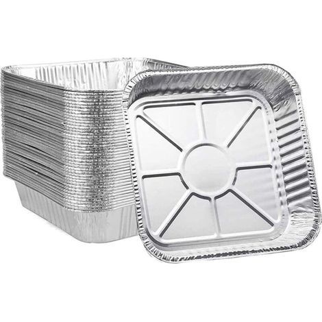 50 Pièces Plateaux de Cuisson en Aluminium, 20CM x 20CM x 4.5CM Plats à Rôtir Jetables Va au Congélateur Poêles à Frire pour Fête Service de Repas Stockage à Emporter Conteneurs de Restauration (1/4)
