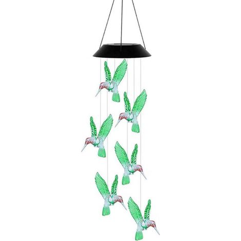 Solar-Kolibri-Windspiel, farbwechselndes Hänge-Solarlicht, wasserdicht, Solar-LED-Lichterkette, Dekoration für Gartenpartys und Nacht
