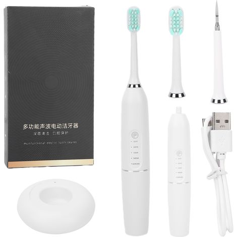 Brosse à dents électrique enfant rechargeable sans fil blanche, blanchiment et nettoyage profond, brosse douce USB, hygiène bucco-dentaire pour petits. (1/5)
