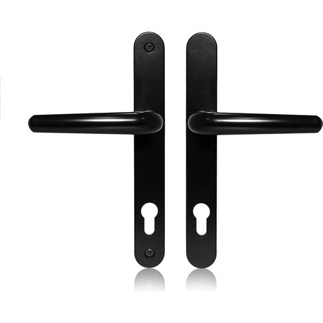 Poignée de porte en aluminium et noir (190mm distance entre les trous de vis, 218mm au total) Longue plaque arrière en , poignée de porte d'entrée en aluminium (1/4)