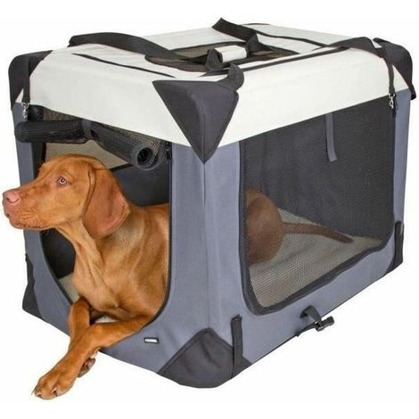 KERBL - Hundetransportbox - JOURNEY - 70 x 52 x 52 cm - Grau / Beige