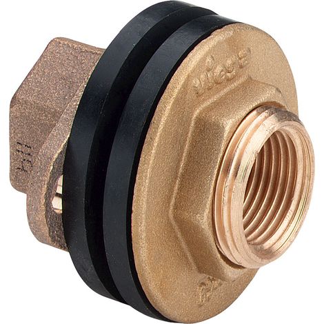 Viega traversée de paroi, Rp1 1/2, L 30, Rp2 1/2 bronze rouge modèle 3427, 333942