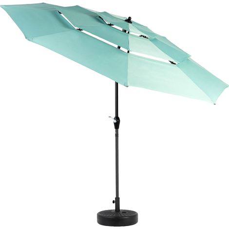 Sombrilla de patio de 10 pies con inclinación automática y techo ventilado de 3 niveles verde claro (1/5)