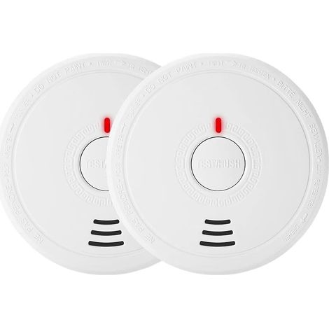 Lot de 2 détecteurs d'incendie pour la maison, détecteur de fumée avec indicateur LED et bouton de silence photoélectrique (1/5)