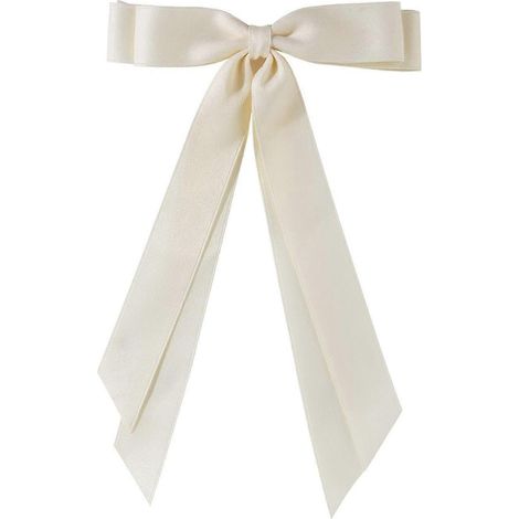 Pince à cheveux à nœud papillon, design double couche, satin lisse, décoration nœud papillon, couleur unie.-Milky White (1/5)