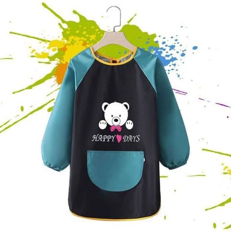 Tablier Peinture Enfant Blouse Peinture 8-12 Ans,Tablier Blouse de Peinture Imperméable Tablier Peinture Fille Manches Long (1/4)