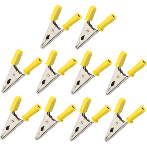 10 Stück Krokodilklemmen J.60047, 20 mm Öffnung, Messing, Batterieprüfklemme für elektrische Prüfungen, gelb (1/5)