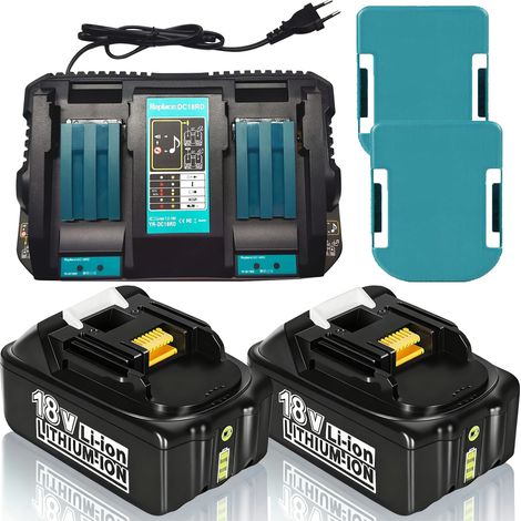 2er 18V 5,0Ah Ersatzakku für Makita BL1850B mit Schnellladegerät DC18RD Set für Makita 18Volt Li-ion LXT Akku BL1860B BL1840B BL1840 BL1850 BL1860 BL1830 BL1815 BL1820 (1/5)