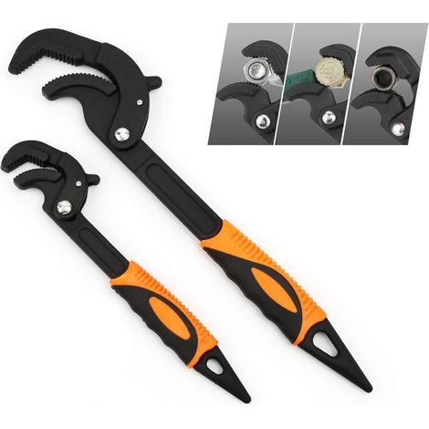 Jeu de clés universelles orange (2 pièces) - Clé réglable multi-usages, clé à pipe à ouverture rapide et jeu d'outils multifonctionnels. (1/5)
