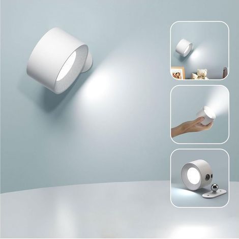 Applique da parete a LED per interni, sensibile al tocco, con porta di ricarica USB, 3 livelli di luminosità e 3 temperature di colore regolabili, braccio girevole a 360°. (1/5)
