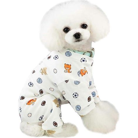 Vêtements pour animaux de compagnie, combinaison pyjama en coton pour chien à quatre pattes, pyjama une pièce pour chat et chiot, petite et moyenne taille (XXL, Football) (1/4)
