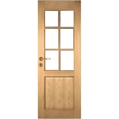 Porte nue, sans cadre, bois Bouleau : 8 carreaux, Traverse droite, 83 cm à recouvrement