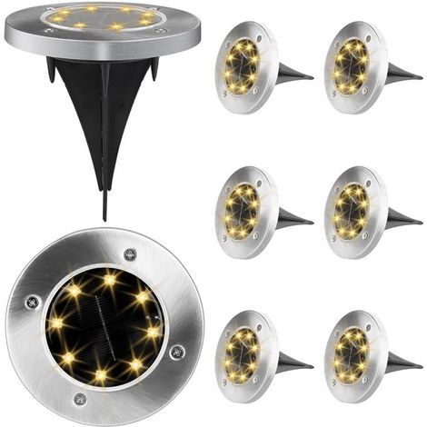 8-teiliges solarbetriebenes Bodenleuchten-Set Warmweißes Licht 8 LEDs Solarbetriebene Gartenleuchte wasserdicht IP65 Wasserdicht Geeignet für und (1/2)