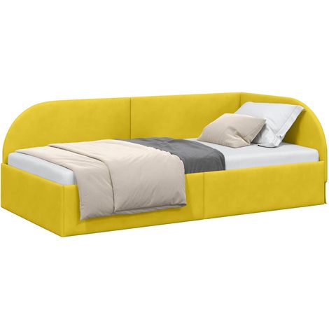 Corner Bed Frame with Headboard Yellow 80 cm x 200 cm Velvet vidaXL