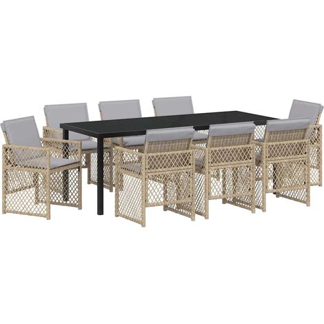 Maison Exclusive - Set da Pranzo per Giardino 9 pcs Beige polyrattan