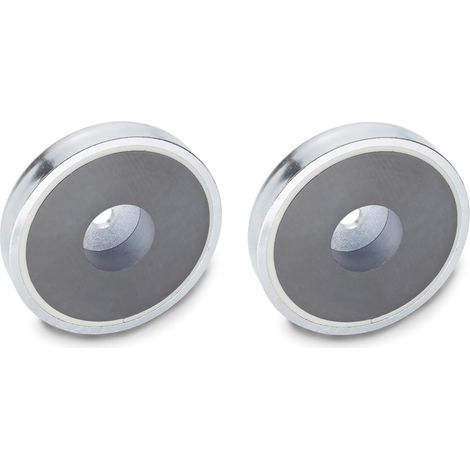 Ganter Norm elementi – Halte Magnete con foro – GN 50.4 – Magnet densità duro in ferrite, argento, GN 50.4-HF-50 (1/2)