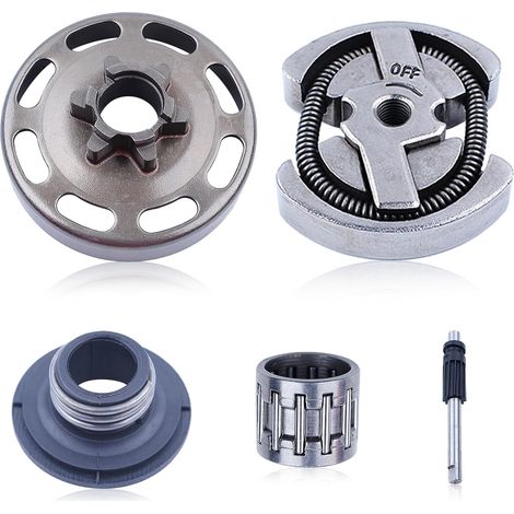 Kit tambour d'embrayage (3/8" 6 dents) pour tronçonneuse Husqvarna 435 135 137 140 E-Series, pièce de rechange 578257101 5778745-01, avec roulement à aiguilles et engrenage vis sans fin (1/5)