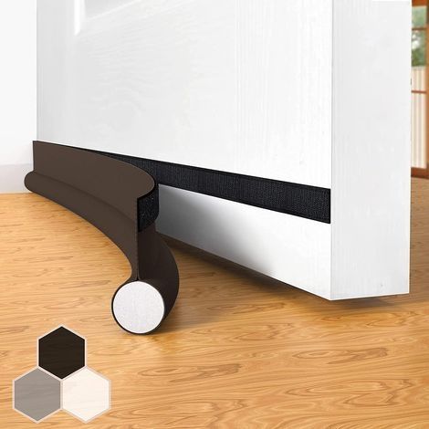 Joint de porte coupe-vent auto-adhésif pour portes, 95 cm sous porte coupe-vent isolable balai de porte protection contre les intempéries, insonorisé, Brun (1/5)