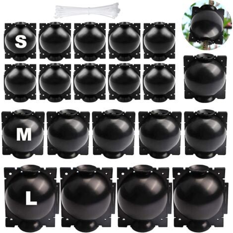 20 Pièces Boîte d'enracinement de Plante Balle de Propagation, Boîte de Culture de Racines de Plantes, Boîte de Greffage Dispositif De Racine De Plante pour Greffage Jardin (S+M+L) (Noir)