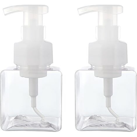 PA 2-teiliger 250-ml-Schaumseifenspender, transparenter, quadratischer Lotionflaschenbehälter aus PETG-Kunststoff für Flüssigseife in Küche und Bad (1/5)