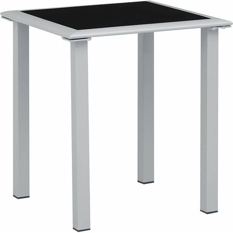 vidaXL Mesa de jardín acero y vidrio negro y plateado 41x41x45 cm (1/4)