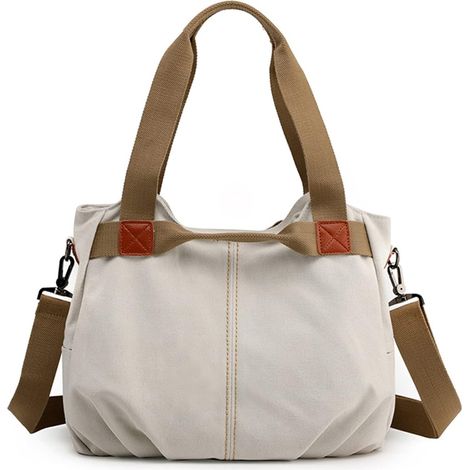 Sac de messager rétro à une épaule pour femmes en toile (blanc)