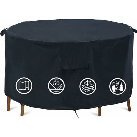 housse de mobilier jardin imperméable table ronde d'exté 180x90 Noir (1/5)