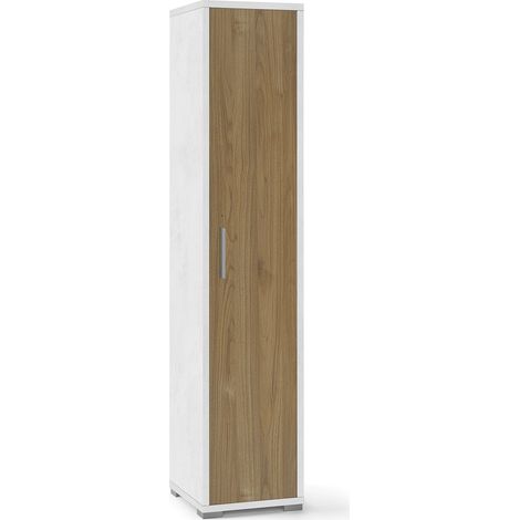 Armadio 1 Anta 39x182x41 cm Ossido Bianco/Noce Stelvio (1/3)