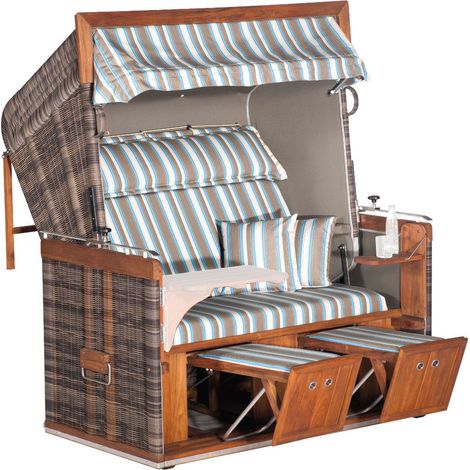 Sonnenpartner Präsident Teak 2-Sitzer Strandkorb XL Liegemodell cappuccino/taupe (1/3)