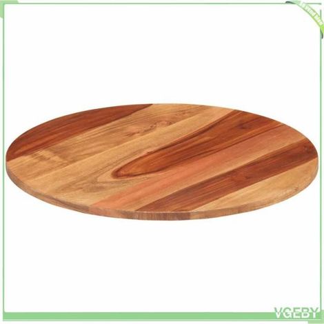 Dessus de table rond en acacia massif 40 cm, ép. 15-16 mm, finition miel verni (1/5)