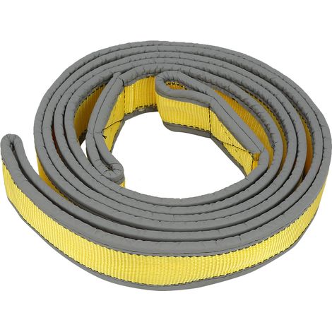 Sangle de remorquage haute résistance 8 tonnes pour remorque/voiture, avec crochets en forme de U (jaune-gris) (1/5)