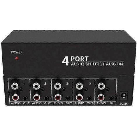 Répartiteur audio 1 entrée 4 sorties RCA gauche/droite, stéréo auxiliaire 1x4, compatible avec les haut-parleurs PC 25-26 pouces, version 0304 (1/5)