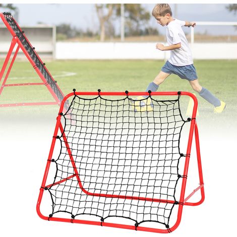Jiubiaz Fußball-Rückprallnetz mit Stahlrohrrahmen, verstellbarer Neigungswinkel, PE-Netz, Rebounder für Pass-, Schuss- und Reaktionstraining, Rot, 103 x 100 x 72 cm