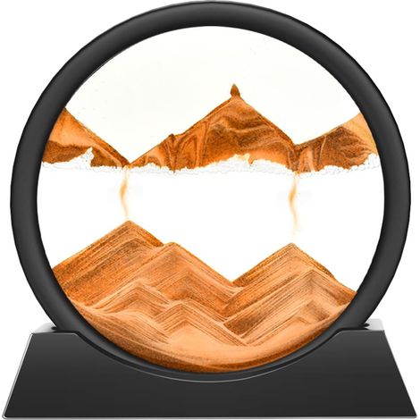 Tableau rotatif avec paysage de sable en 3D, décor fonds marins, fluide, sablier décoratif esthétique pour bureau, salon, pour adultes et enfants (Or, 7") (1/5)
